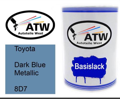 Toyota, Dark Blue Metallic, 8D7: 500ml Lackdose, von ATW Autoteile West.